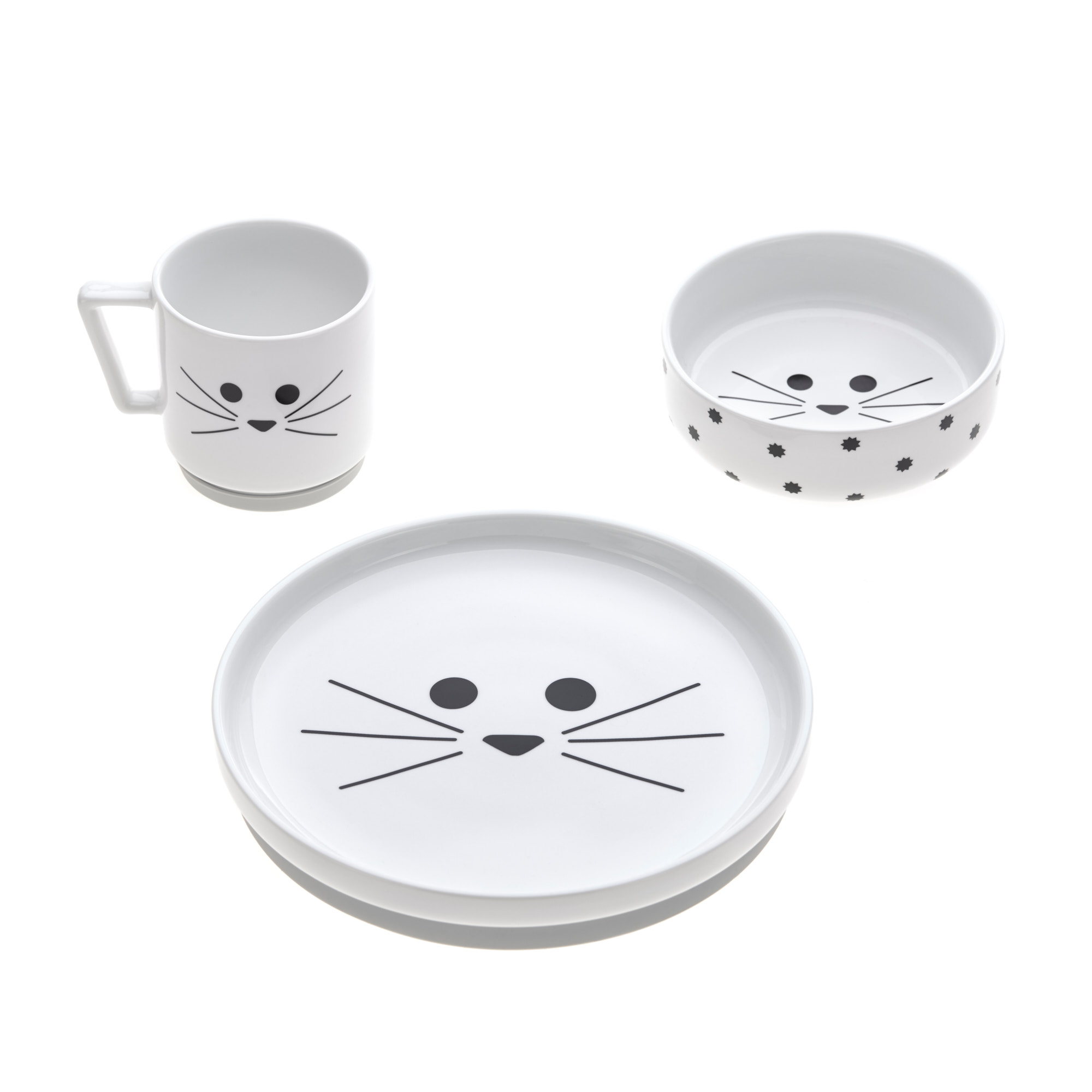 Geschirrset Porzellan/Silikon Little Chums Cat