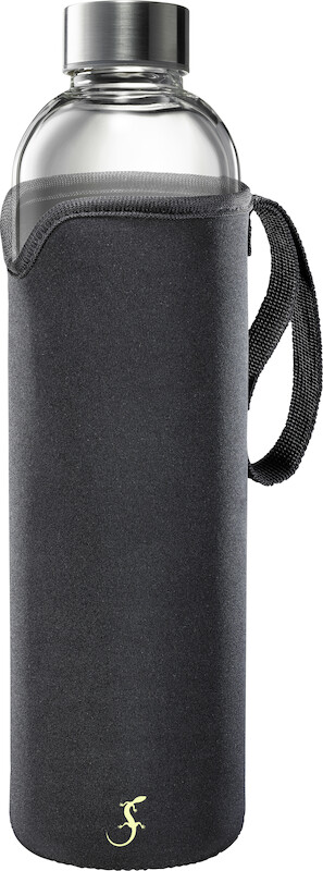 Glasflasche mit Iso-Hülle 1,0ltr, schwarz